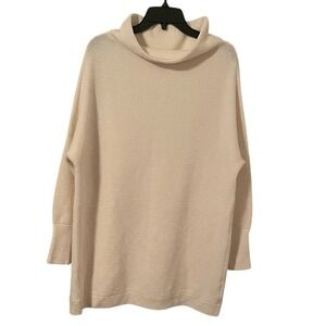 Free People Women's Cream Ottoman‎ Slouchy Ecru Tunic Ribbed Sweater Size S